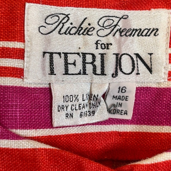 80s Rickie Freeman for Teri Jon 100% Linen Button Down Blouse size 16 vintage - Picture 9 of 12